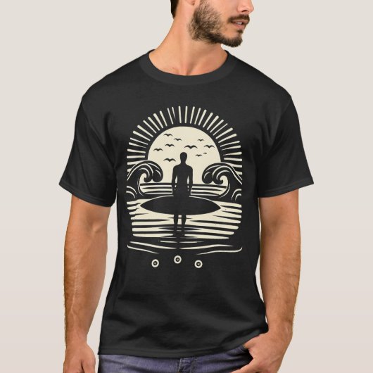 Sunset Yoga Surfen, Watersport, zee shell T-shirt (Voorkant)