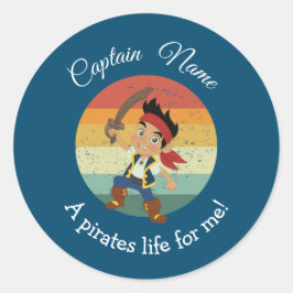 Sunset YOUNG Boy Party Pirate Classic Round Stick Ronde Sticker