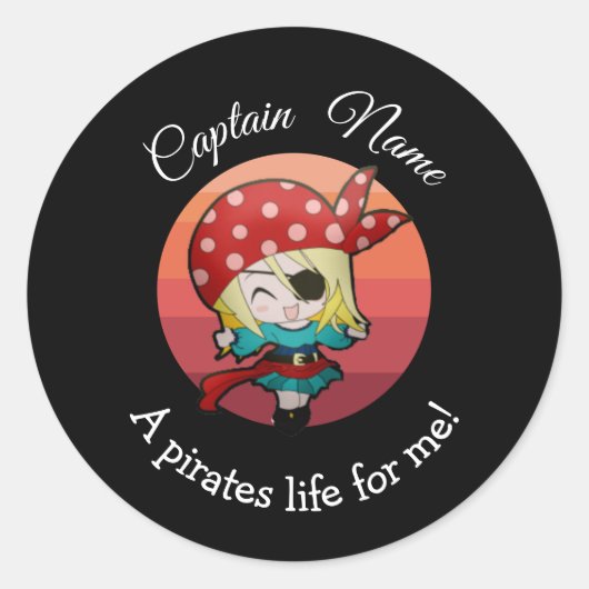 Sunset YOUNG Girl Party Pirate Classic Round Sti Ronde Sticker (Voorkant)