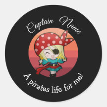 Sunset YOUNG Girl Party Pirate Classic Round Sti