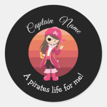 Sunset YOUNG Girl Party Pirate Classic Round Sti
