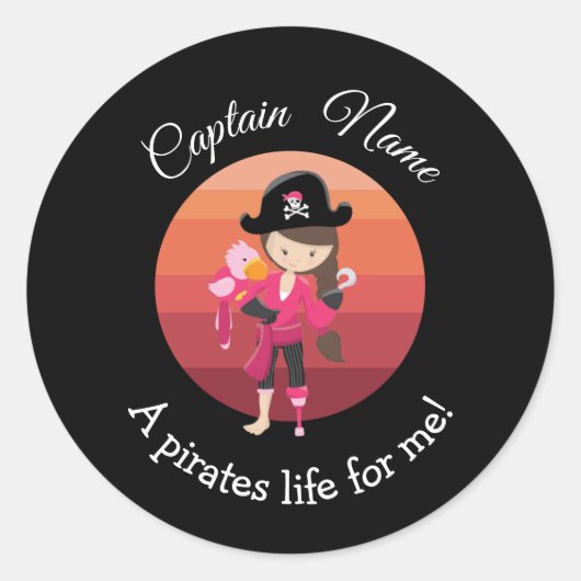 Sunset YOUNG Girl Party Pirate Ronde Sticker (Voorkant)