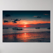 Sunset Zee Boat Shore Poster (Voorkant)