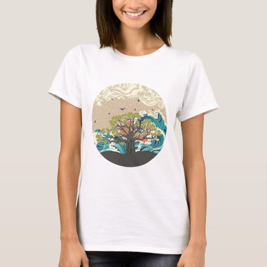 Sunset zee en Baobab-boom T-shirt (Voorkant)
