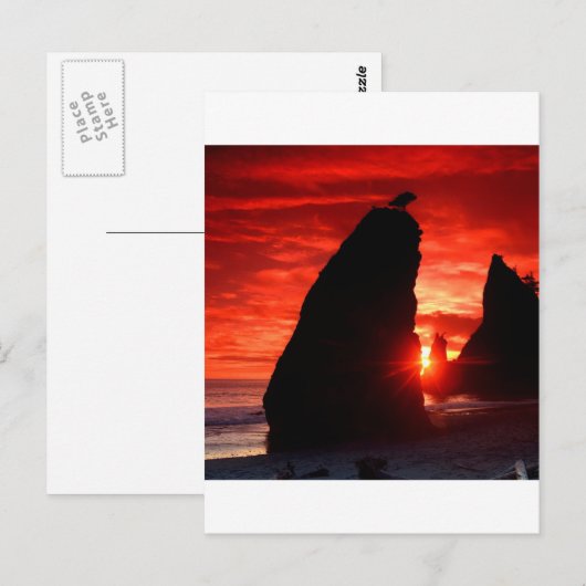 Sunset Zee Stacks Bloed Rood Briefkaart (Voorkant / Achterkant)