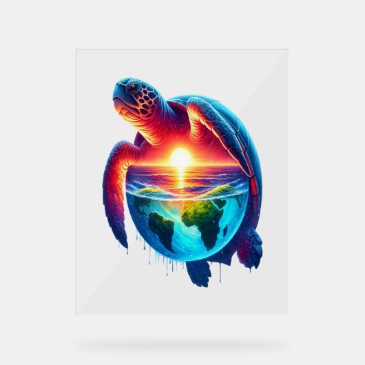 Sunset Zee Turtle Acryl Bord (Voorkant)