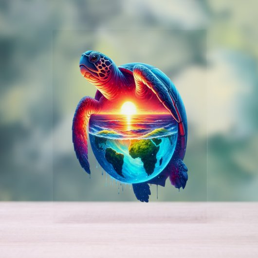 Sunset Zee Turtle Acryl Bord (Neutraal)