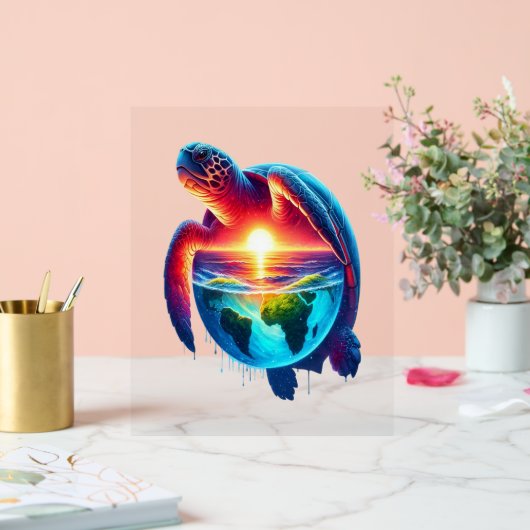 Sunset Zee Turtle Acryl Bord (Huwelijk)