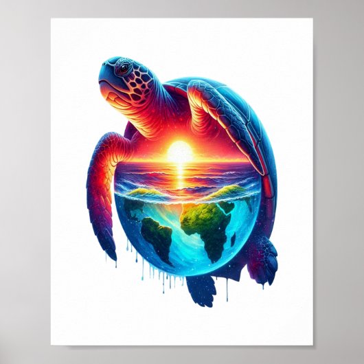 Sunset Zee Turtle Poster (Voorkant)