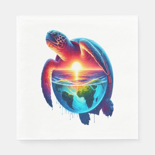 Sunset Zee Turtle Servet (Voorkant)