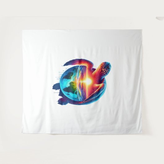 Sunset Zee Turtle Wandkleed (Voorkant (horizontaal))