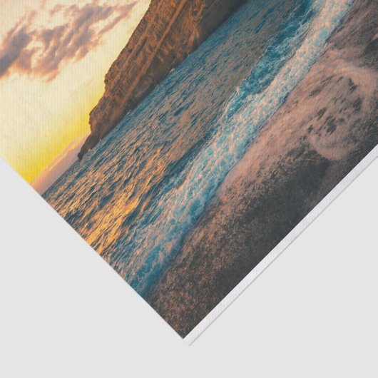 Sunset Zee Wave Sandy Beach Rock Tissuepapier (Detail)