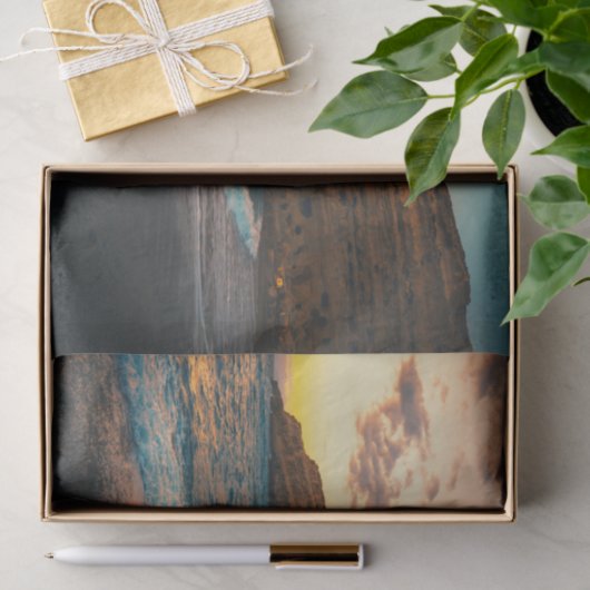 Sunset Zee Wave Sandy Beach Rock Tissuepapier (Geschenk)