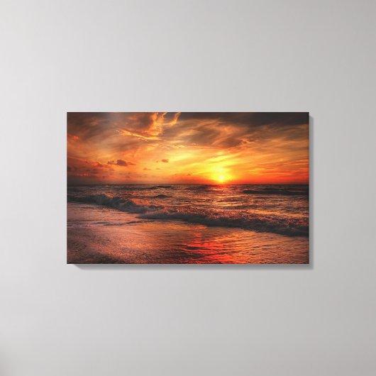 Sunset Zee Waves Canvas Afdruk (Voorkant)