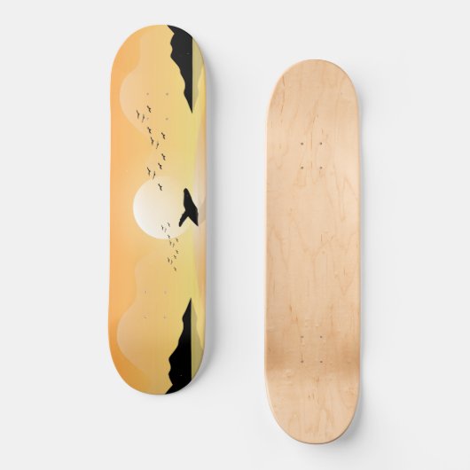 Sunset Zee Whale Persoonlijk Skateboard (Voorkant)