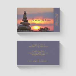 Sunset Zen Stones Yoga Instructor Dark Blue Visitekaartje