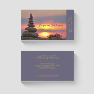 Sunset Zen Stones Yoga Instructor Dark Blue Visitekaartje