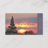 Sunset Zen Stones Yoga Instructor Dark Blue Visitekaartje (Voorkant)