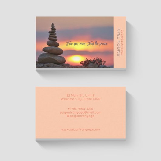 Sunset Zen Stones Yoga Instructor Peach Visitekaartje