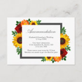 Sunset Zonnebloem Roos Bloemen Bruiloft Accommodat Informatiekaartje (Voorkant)