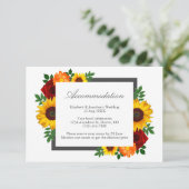 Sunset Zonnebloem Roos Bloemen Bruiloft Accommodat Informatiekaartje (Staand voorkant)