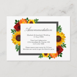 Sunset Zonnebloem Roos Bloemen Bruiloft Accommodat Informatiekaartje