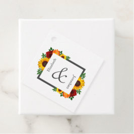 Sunset Zonnebloem Roos Bloemen Bruiloft Bedankjes Labels