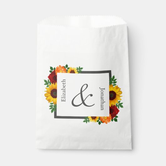 Sunset Zonnebloem Roos Bloemen Bruiloft Bedankzakje (Voorkant)