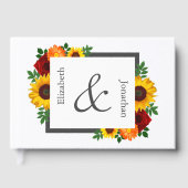 Sunset Zonnebloem Roos Bloemen Bruiloft Gastenboek (Voorkant)