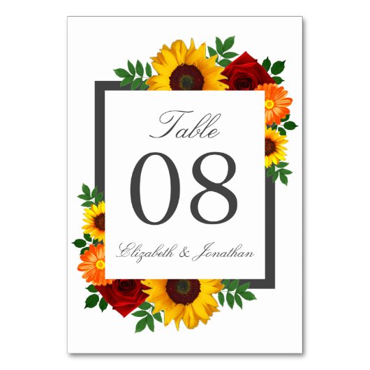 Sunset Zonnebloem Roos Bloemen Bruiloft Kaart (Achterkant)