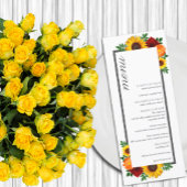 Sunset Zonnebloem Roos Bloemen Bruiloft Menu