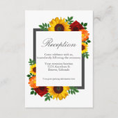 Sunset Zonnebloem Roos Bloemen Bruiloft Receptie Informatiekaartje (Voorkant)