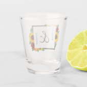 Sunset Zonnebloem Roos Bloemen Bruiloft Shot Glas (Achterkant)