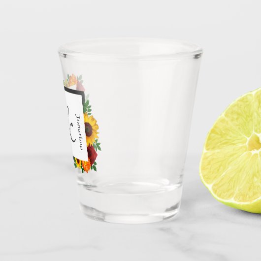 Sunset Zonnebloem Roos Bloemen Bruiloft Shot Glas (Rechts)