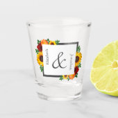 Sunset Zonnebloem Roos Bloemen Bruiloft Shot Glas (Voorkant)