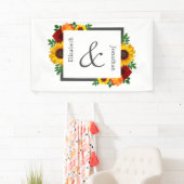 Sunset Zonnebloem Roos Bloemen Bruiloft Spandoek (Insitu)