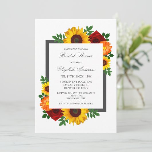 Sunset Zonnebloem Roos Bloemen Vrijgezellenfeest Kaart (Staand voorkant)