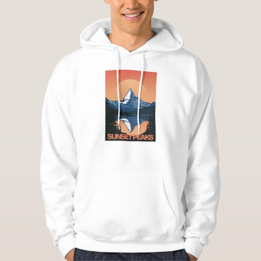SunsetPeak: Majestic Mountain Sunset Hoodie (Voorkant)