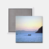 Sunset's afterglow, klein bootje op het Zee van Co Magneet (Voorkant / Achterkant)