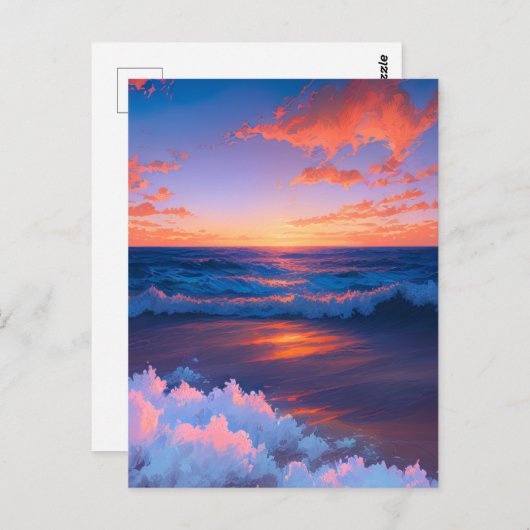Sunset's Dance met de oceaangolven Briefkaart (Voorkant / Achterkant)