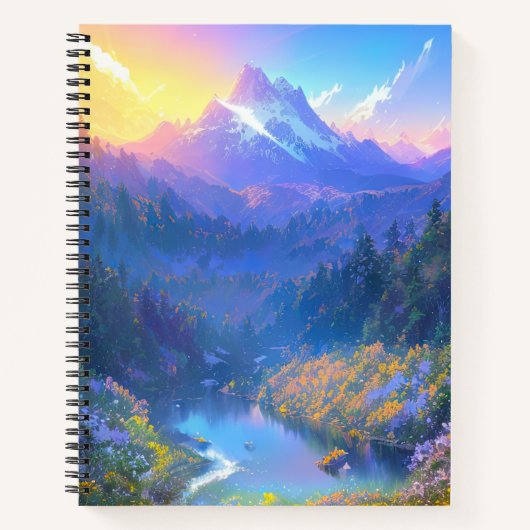 Sunset's Embrace in de overwoekerde bergvallei Notitieboek (Voorkant)
