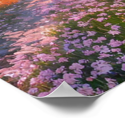 Sunset's Magic op een weide van bloemen Poster (Hoek)