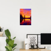 Sunset's Palette, Gouden en Rode Hemel over het me Poster (Thuiskantoor)
