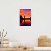 Sunset's Palette, Gouden en Rode Hemel over het me Poster (Keuken)