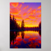Sunset's Palette, Gouden en Rode Hemel over het me Poster (Voorkant)