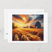 Sunsetting Over The Wheat Fields, Briefkaart (Voorkant / Achterkant)