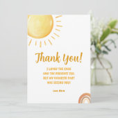 Sunshine 1e Verjaardag Dank u kaart (Staand voorkant)