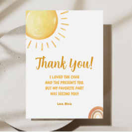 Sunshine 1e Verjaardag Dank u kaart