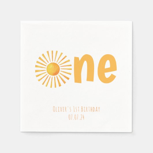 Sunshine 1e verjaardagsfeestje servet (Voorkant)