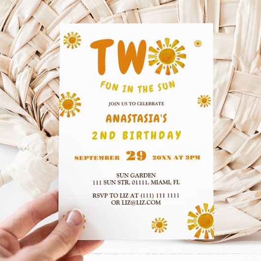 Sunshine 2e verjaardag twee plezier in de zon kaart